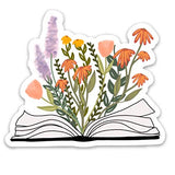 Flowers growing from a book sticker | Inspirational decals | Waterproof vinyl stickers