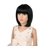 BERON Child Short Bob Girls Wave Cosplay Wig Halloween Costumes Anime Party Wig (Black)