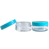 (Quantity: 100 Pieces) Beauticom 10G/10ML Round Clear Jars with TEAL Sky Blue Lids for Acrylic Powder, Rhinestones, Charms and Other Nail Accessories - BPA Free