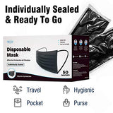 WeCare Individually Wrapped Disposable Face Masks - 50 Pack, Black -Soft on Skin