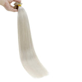 RUNATURE U Tip Hair 40g 16 Inches Color 800 White Blonde Hair Extension Keratin U Tip Hair Fusion Human Hair 50 Strands 0.8g per Strand for Women