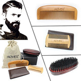 ALIVER Beard Grooming Kit for Men, Beard Bristle Brush and Two Beard Comb Set, Come With Convenient Small Travel Bag.