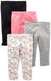 Simple Joys by Carter's Baby Girls' 4-Pack Pant, Navy, Gray Dot, Pink, Floral, Preemie