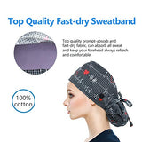 QBA Working Cap with Button Long Hair, Adjustable Working Hat Sweatband Cotton