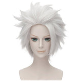 Flovex Silver White Short Layered Cosplay Wigs Unisex Costume Party Daily Hair