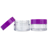 Beauticom 20G/20ML Clear Round Sample Container Jars with Purple Lids for Lotion, Creams, Toners, Lip Balms, Cosmetic, Makeup - BPA Free (48 Pieces)