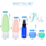 14 Pack Travel Bottles Set - Cehomi 3 Ounce Leakproof Silicone Refillable Travel Containers, Squeezable Travel Tube Sets, Heavy Duty Toiletry Bag, Perfect for Business Trip or Personal Travel