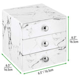 mDesign Plastic Makeup Organizer Storage Station Cube, 3 Drawers for Bathroom Vanity, Cabinet, Countertops - Holds Lip Gloss, Eyeshadow Palettes, Brushes, Blush, Mascara, 2 Pack - Marble