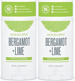 Schmidt's Deodorant Stick Bergamot + Lime 3.25 oz (Pack of 2) - Free of Aluminum, Vegan, Natural and Cruelty-Free