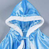 Party Chili Fur Princess Hooded Cape Cloaks Costume for Girls Dress Up Blue