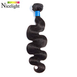 Nicelight Brazilian Body Wave Human Hair Bundles Unprocessed Body Wave Bundles Virgin Human Hair Natural Black Color (24 inch)