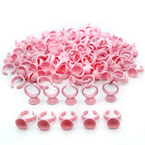 100PCS Pink Disposable Plastic Nail Art Tattoo Glue Rings Holder Eyelash Extension Ring