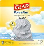 Glad Protection Series ForceFlex Tall Kitchen Drawstring Trash Bags – 13 Gallon