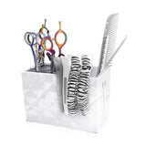 Barber Shop Double Case Professional Hairdresser Scissor Combs Clips Holder Rack Hairdressing Tools Accessories Storage Case Large Capacity Pet Groomer Box(White)