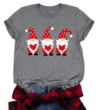 Valentine's Day Shirt for Womens Cute Gnomes T-Shirt Love Heart Printed Shirts Short