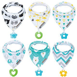 Baby Bandana Drool Bibs 6-Pack and Teething Toys 6-Pack