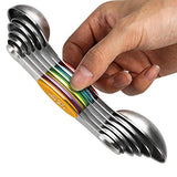 Magnetic Measuring Spoons Set Stainless Steel Dual Sided Stackable Teaspoon