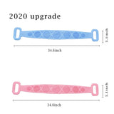 2Pcs Back Scrubber for Shower-Extra Long 34inch Dual Sided Exfoliating Silicone Body Scrubber with Soft Brush and Massage Dots for Deep Clean & Invigorate Your Skin(Blue and Pink)