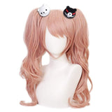 AICWDIVA Anime Danganronpa V3 Enoshima Junko Cosplay Wigs Light Pink Hair Clip Ponytails Cosplay Wigs Heat Resistant Synthetic