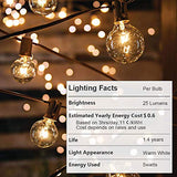Guddl Outdoor String Lights 25ft Patio Lights with 27 G40 Bulbs (2 Spare) Connectable