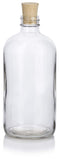16 oz Clear Glass Boston Round Bottle with Cork Stopper Closure (2 Pack) + Funnel