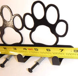 Double Dog Paw Leash Hook. Solid Steel. Handmade in USA. Gloss Black Finish