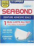 SEA-BOND Denture Adhesive Seals Uppers Original, 30 Each (Pack of 6)