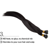SEGO Nano Bead Ring Human Hair Extension Pre Bonded Nano Tip Remy Hair Extensions Micro Beads Rings Loop Hand Tied Hairpiece 20 Inch #1B Natural Black 1g/strand 50g/pack