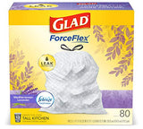 Glad ForceFlex Tall Kitchen Drawstring Trash Bags 13 Gallon White Trash Bag