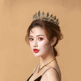 Nicute Baroque Crowns and Tiaras Black Bride Wedding Rhinestone Tiara Queen Crystal Headpieces Jewelry for Women and Girls