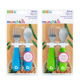 Munchkin 4 Count Raise Toddler Fork and Spoon, Blue/Green, 12+