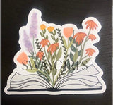 Flowers growing from a book sticker | Inspirational decals | Waterproof vinyl stickers