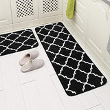 Carvapet 2 Pieces Microfiber Moroccan Trellis Non-Slip Soft Kitchen Mat Bath Rug