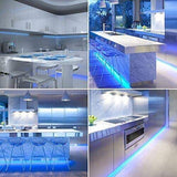 Blue Led Strip Lights Waterproof Battery Operated with Remote, 8 Modes, Dimmable