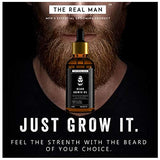 Beard Growth Oil by THE REAL MAN. Men's Mustache & Beard Growth Oil,100% Natural & Organic, Conditioner & Softener for Men,50ml (1.69oz). Beard Care With Best Beard Oil - For Best Beard Look