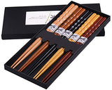 GLAMFIELDS Reusable Chopsticks Japanese Natural Wooden Classic Style 5 Pairs