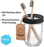 Mason Jar Bathroom Accessories Set 4 Pcs - Mason Jar Soap Dispenser & 2 Apothecary