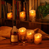 comenzar Flickering Candles, Candles Birch Set of 4 5" 6" Birch Bark Battery Candles