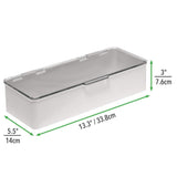 mDesign Stackable Box Bathroom Vanity Countertop Storage Hair Accessory Organizer Box with Hinged Lid for Makeup, Beauty, Hair, Nail Supplies - 2 Pack - Clear/Light Gray