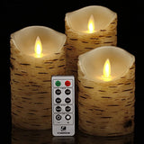 comenzar Flickering Candles, Candles Birch Set of 4 5" 6" Birch Bark Battery Candles