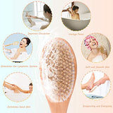 IDENTILShower Brush, Shower Back Cleaning Scrubber with Long Wooden Handle
