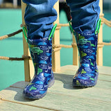 Outee Toddler Boys Kids Light Up Rain Boots Printed Waterproof Shoes Lightweight