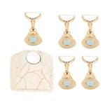 Magnetic Nail Tip with Nail Art Practice Stand Base - Alloy Magnets Holder/Marble Base for Nail Art Display 5+1Pcs (Beige)