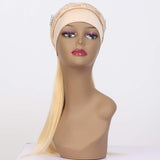 Dorabeauty Headband Wigs #613 Blonde Straight Human Hair Wigs With Scarf 150% Density Glueless Brazilian None Lace Wigs For Black Women(12 Inch)