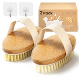 Dry Brush, 2 Pack Dry Brushing Body Brush with Soft and Stiff Natural Bristles