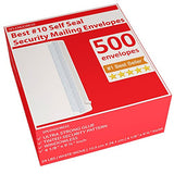 500 Self Seal Security Mailing Envelopes - #10 White Letter Businesses Envelopes