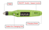 Portable Electric Nail Drill Professional Nail File Kit Acrylic Nail Tools for Gel Nails, Manicure Pedicure Polishing Shape Tools for Home Salon-Green Color