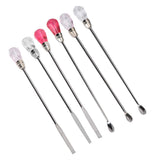 6 pieces Permanent Tattoo Ink Mixer Stainless Steel Spoon Makeup Eyebrow Tattoo Microblading Tool Crystal Ink Spoon Pigment Mixing Stirring Rods Sticks BodyArt Accessories (6pcs)