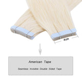 Creamily Tape in Human Hair Extensions 22inch Straight Seamless Invisible Double Sided Tape 100% Silky Adhesive Skin Weft Remy Human Hair Extensions for Women(#60 Platinum Blonde,20pcs/50g)