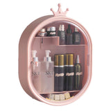 Ihuiniya Cosmetic Organizer for Bathroom,No Drilling Wall Mount Makeup Organizer,Dustproof & Waterproof Makeup Storage Box Display Cases (Pink)
